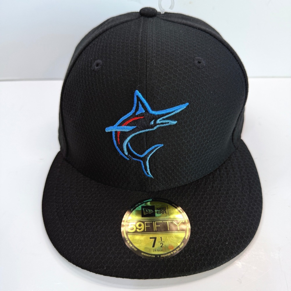 New Era 59FIFTY Miami Marlins 2019 BP Hat 7 1/2‎ Diamond Era MLB Fitted Black